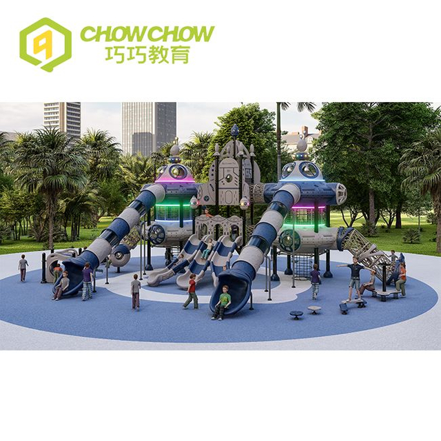 Kids Spacecraft Themed Large Lighted Outdoor Playground Equipment for Sale