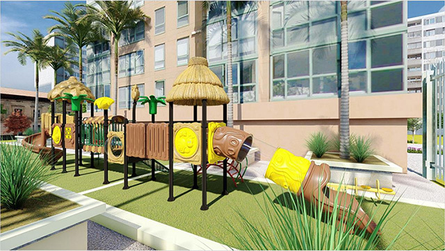 Qiao Qiao customized kids outdoor playground equipment kindergarten play area large slide for children