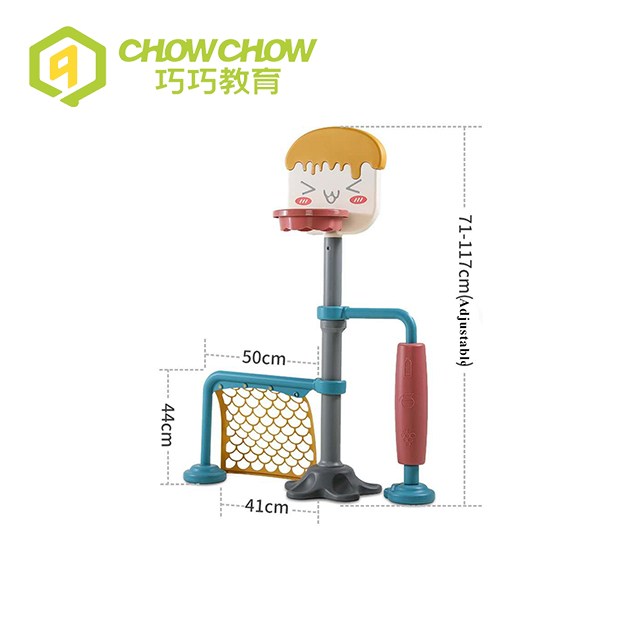 Cartoon Plastic Indoor Toddler Adjustable Stand Mini Basketball Soccer Set