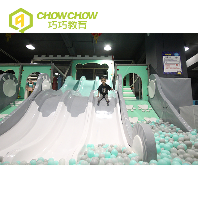 QiaoQiao Kids The Three Successive Wave Slides Playhouses Indoor Playground for Sale