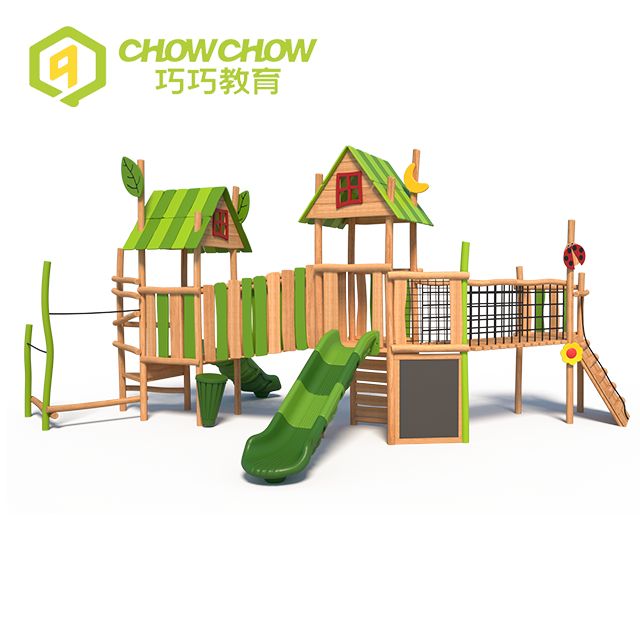 Wooden Series Kindergarten Children Play Set Outdoor Wood Playground Equipment with Slide for Kids Manufacturer