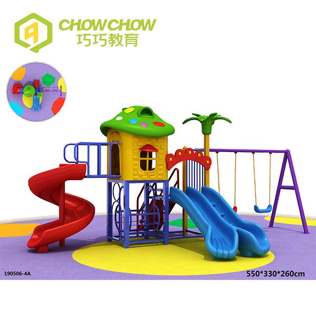 Kids Colorful Outdoor Playground Equipment Double Slide Swing Set for Sale