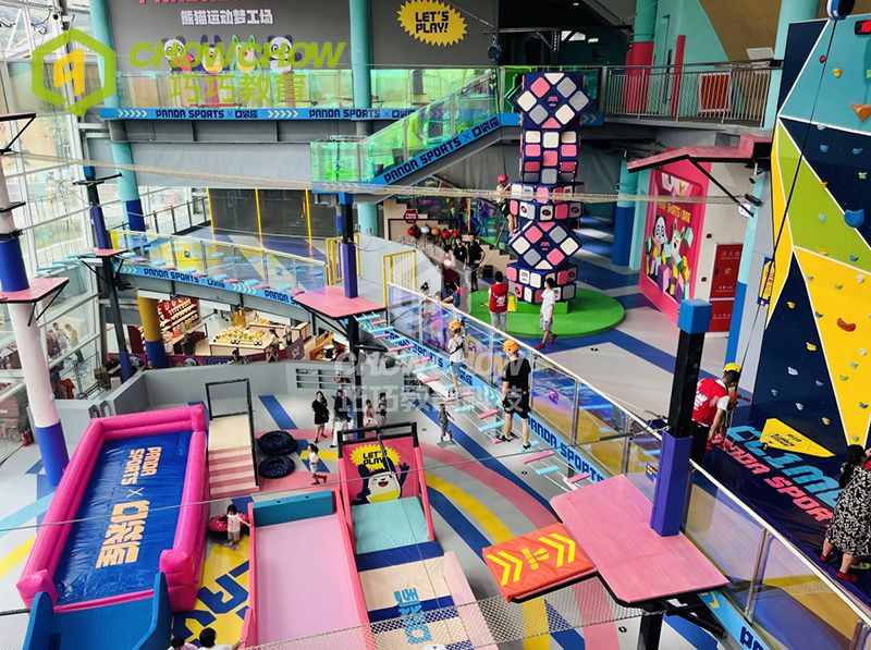 QiaoQiao customized 2000sqm panda theme family play center commercial indoor adventure entertainment park equipment playground