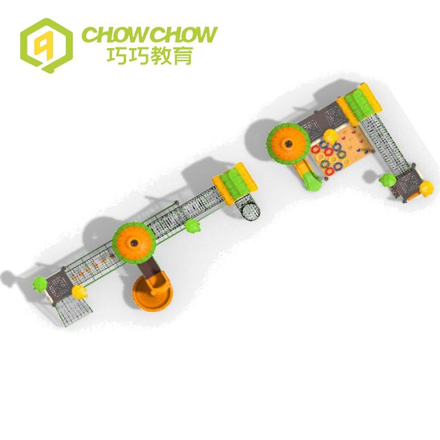 Qiaoqiao Outdoor Kids Outdoor Playgrounds LLDPE Slide with Rope Tunnel Set