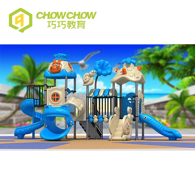 Qiao Qiao Kids durable Commercial Outdoor Plastic play house with slide for Children Amusement Park Playground Equipment