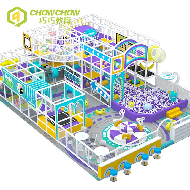Qiaoqiao Factory pastel Safety Multi Color Indoor New Kids Indoor Playground With Slide And Ball Pit for Amusement center daycare center