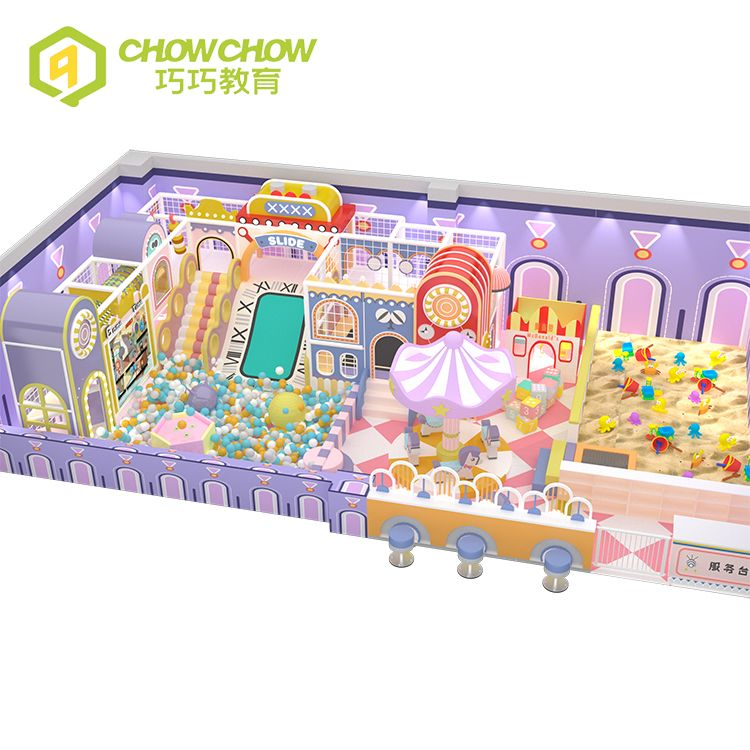 QiaoQiao 2024 candy theme kids soft play Structure Toddler indoor area playground equipment Children's Naughty Castle for sale