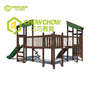 Kids Wooden Bridge With Slide&climb Outdoor Playground Set