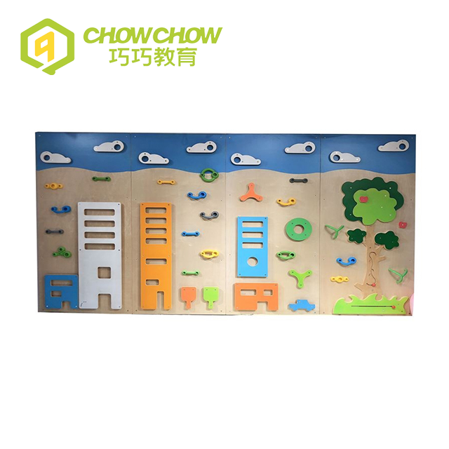 Qiaoqiao Indoor Wooden PE Board Playground Equipment Children Climbing Wall