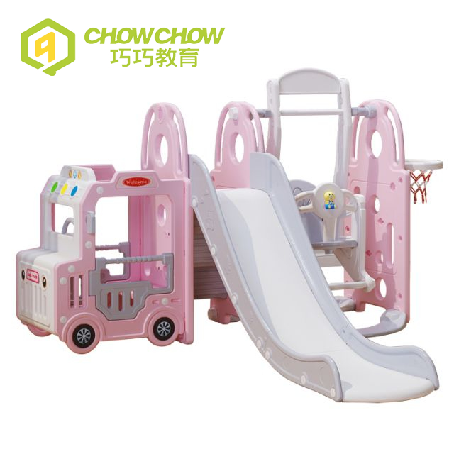 Amazon Top Selling Plastic Toys Kids Indoor Car Shape Slide With Swing Set