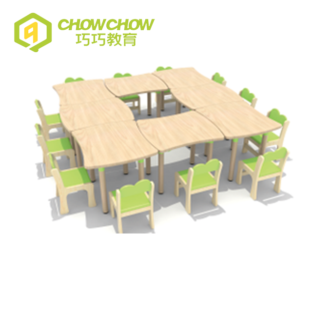 Funny solid wood furniture kids wooden oak table and chair set with high quality