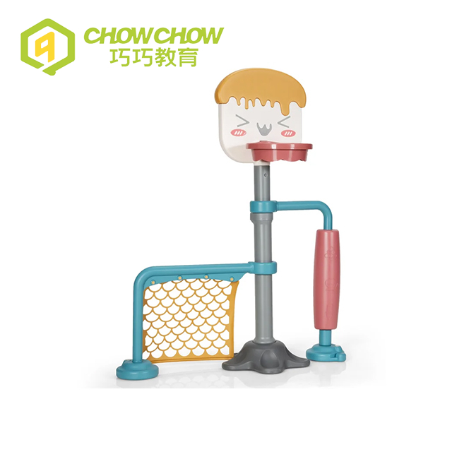 Cartoon Plastic Indoor Toddler Adjustable Stand Mini Basketball Soccer Set