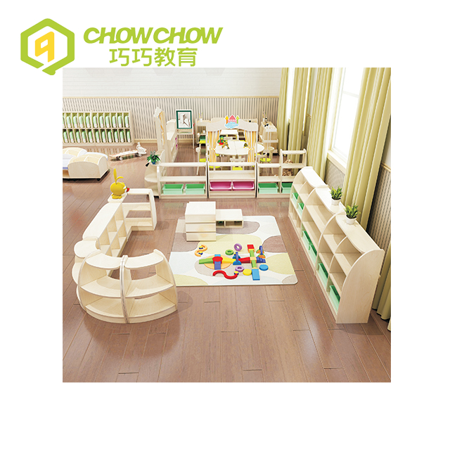 Qiaoqiao New Design Solid Wood Toy Rack Kids Toy Storage House for Kindergarten