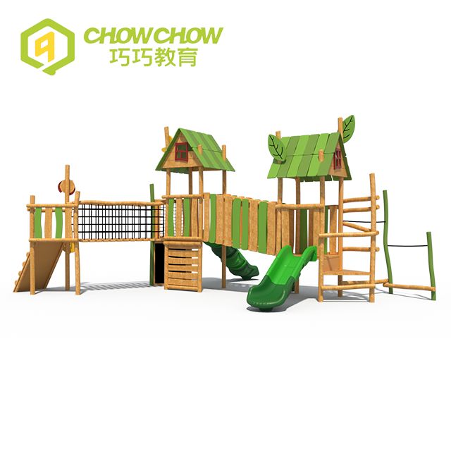 Wooden Series Kindergarten Children Play Set Outdoor Wood Playground Equipment with Slide for Kids Manufacturer