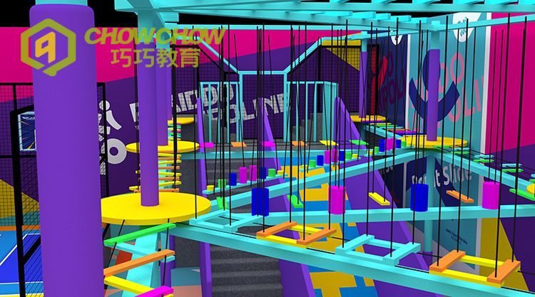 QiaoQiao 2024 commercial indoor playground equipment adults adventure games climbing wall&rope courses trampoline park for kids