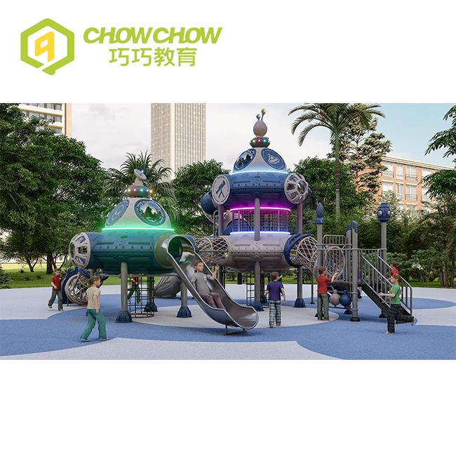 Kids Spacecraft Themed Large Lighted Outdoor Playground Equipment for Sale