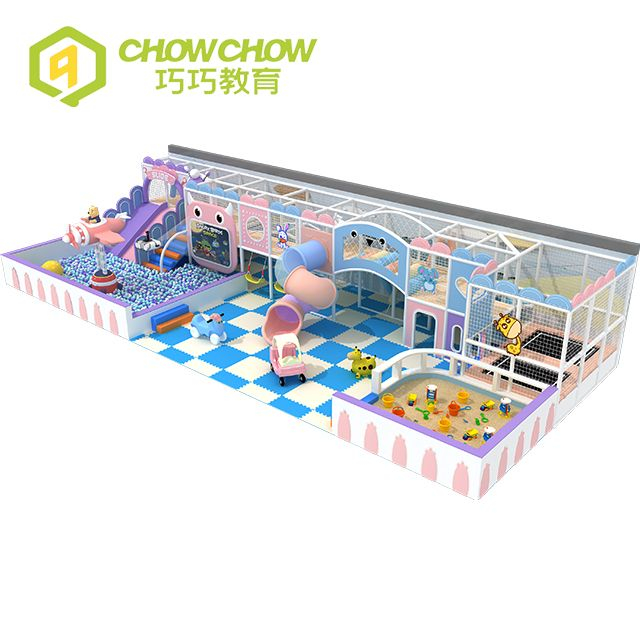 Qiao Qiao Pink Theme Indoor Small Amusement Park Soft Play Equipment For Kids