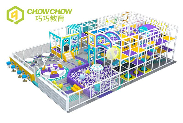 Qiaoqiao Factory pastel Safety Multi Color Indoor New Kids Indoor Playground With Slide And Ball Pit for Amusement center daycare center