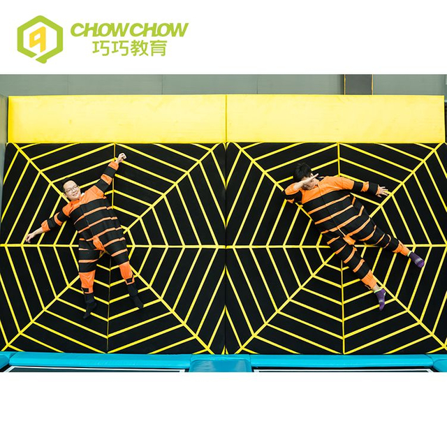 QiaoQiao Trampoline Park Attraction Games spider wall commercial indoor playground interactive jumping velcro wall in trampoline