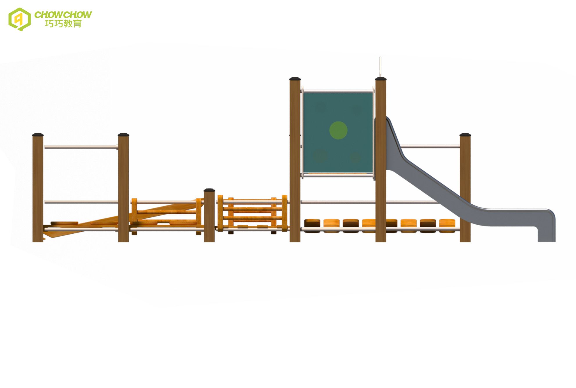 Qiaoqiao Customized Amusement park kids physical training wooden play set outdoor children adventure park playground equipment