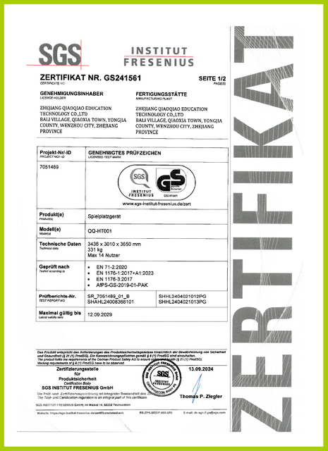 SGS slide certificate