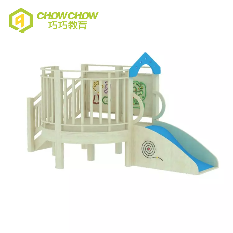 QiaoQiao custom design wooden indoor Wood Playground Slide For kindergarten