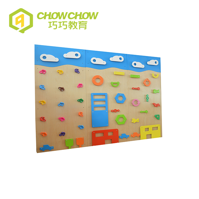 Qiaoqiao Indoor Wooden PE Board Playground Equipment Children Climbing Wall