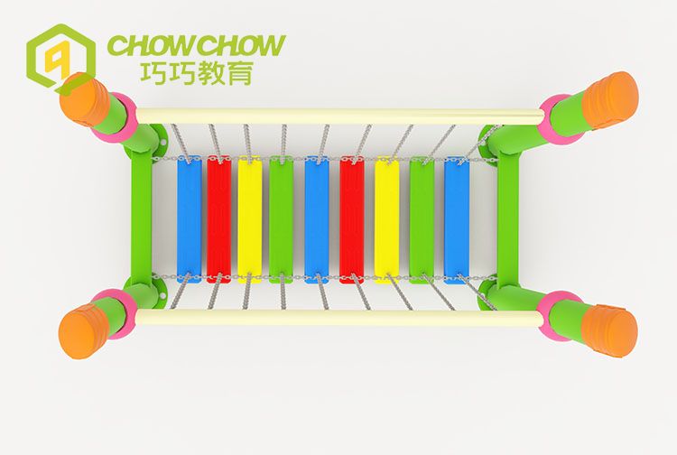 QiaoQiao adventure fitness equipment plastic wobble bridge daycare sensory exercise play balance bridge swing beam for kids