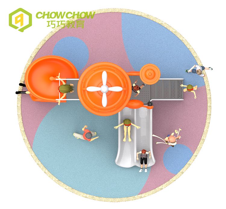 QiaoQiao Children's backyard slides kids air plane slide play set outdoor small plastic playground equipment for kindergarten