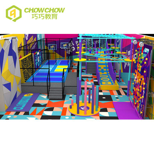 QiaoQiao 2024 commercial indoor playground equipment adults adventure games climbing wall&rope courses trampoline park for kids