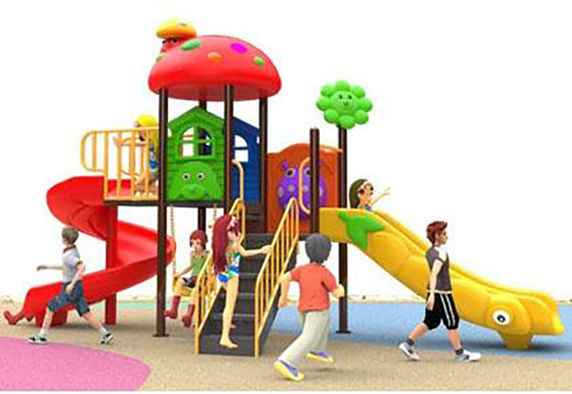Qiao Qiao kids outdoor playhouse with slides cheap small playground equipment supplier