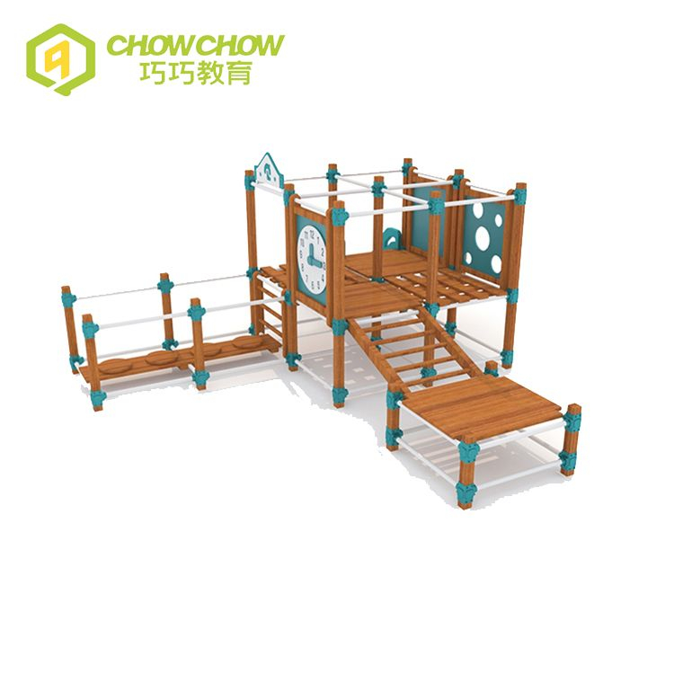 Qiaoqiao outdoor children physical training play set toys kids wood gym sensory playground equipment customized for kindergarten