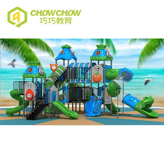 Qiao Qiao Kids durable Commercial Outdoor Plastic play house with slide for Children Amusement Park Playground Equipment