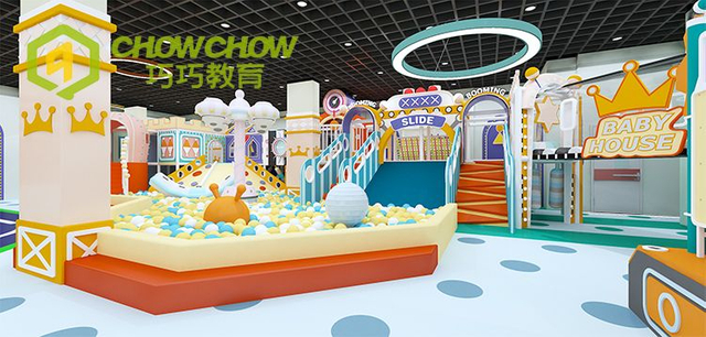 QiaoQiao children indoor playground castle set Macaron theme kids soft play area center with plastic slide equipment for sale