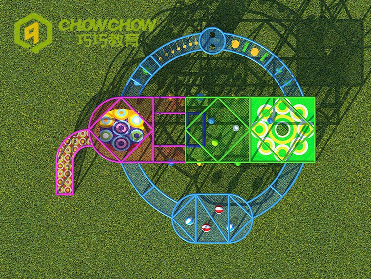 QiaoQiao outdoor playground obstacles rope course equipment kids adventure across Climbing Crocheted rainbow net for sale