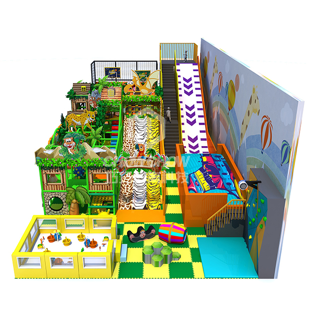 Qiaoqiao Jungle Style Green Kids Indoor Playground Family Entertainment Center