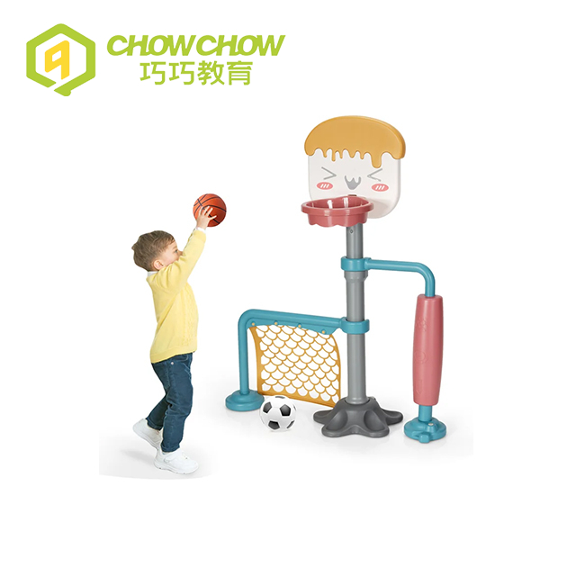 Cartoon Plastic Indoor Toddler Adjustable Stand Mini Basketball Soccer Set