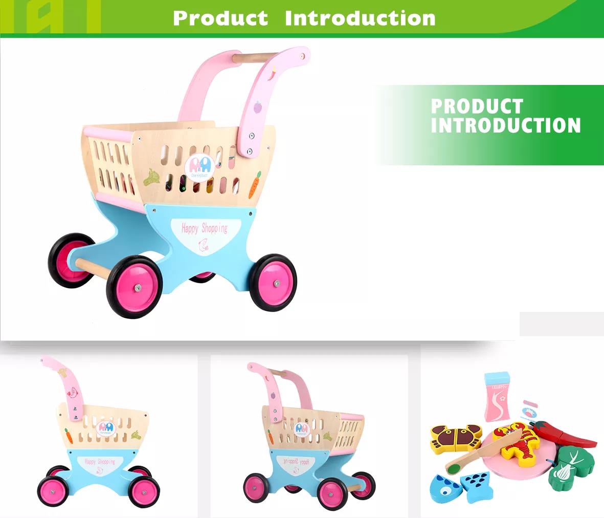 QiaoQiao kids wooden pretend toys shopping cart introduction