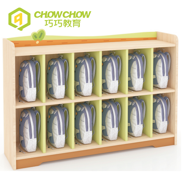  Qiaoqiao Hot Sell Children Indoor Wood Kids Schoolbag Cabinet for Kingdergarten