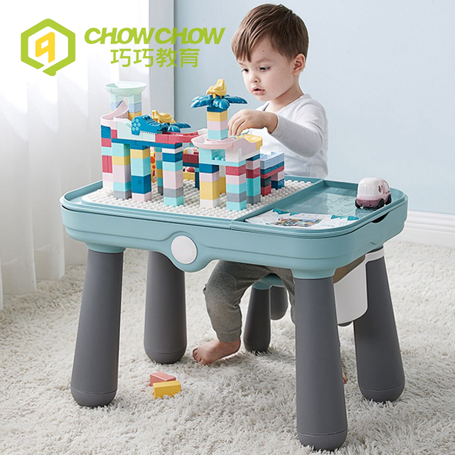 Qiaoqiao Hot Sell Indoor Plastic Building Bloacks Table Chair Set for Kids