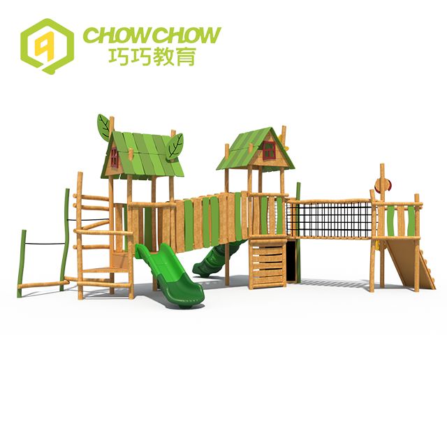 Wooden Series Kindergarten Children Play Set Outdoor Wood Playground Equipment with Slide for Kids Manufacturer