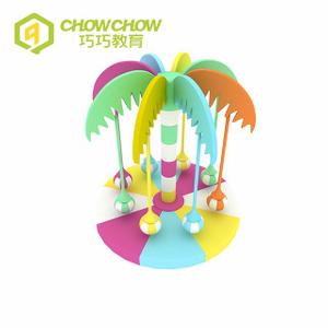 Customized colors kids coconut tree indoor playground electric soft play merry go round