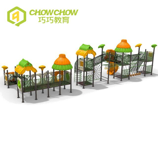 Qiaoqiao Outdoor Kids Outdoor Playgrounds LLDPE Slide with Rope Tunnel Set
