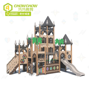 Qiaoqiao 2024 new kindergarten playground equipment outdoor play house with stainlless stainless steel slide play set for kids