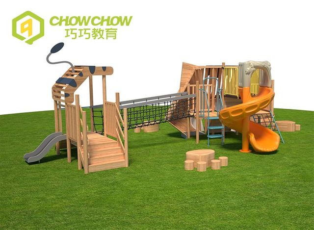 QiaoQiao kindergarten outdoor zoo theme playground kid physical training equipment with climbing and slide play set for children