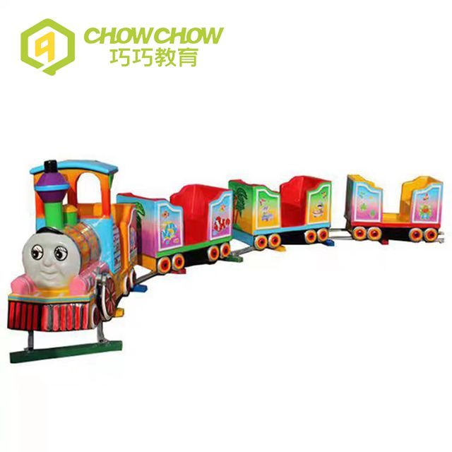 QiaoQiao Commercial Amusements Railway Track Train Cartoon Children Track Electric Trains For Kids Ride On