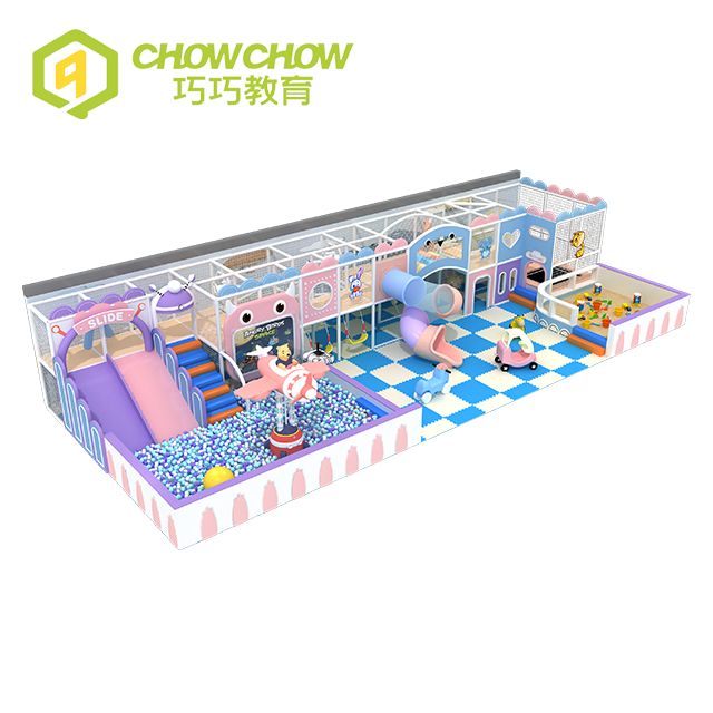 Qiao Qiao Pink Theme Indoor Small Amusement Park Soft Play Equipment For Kids