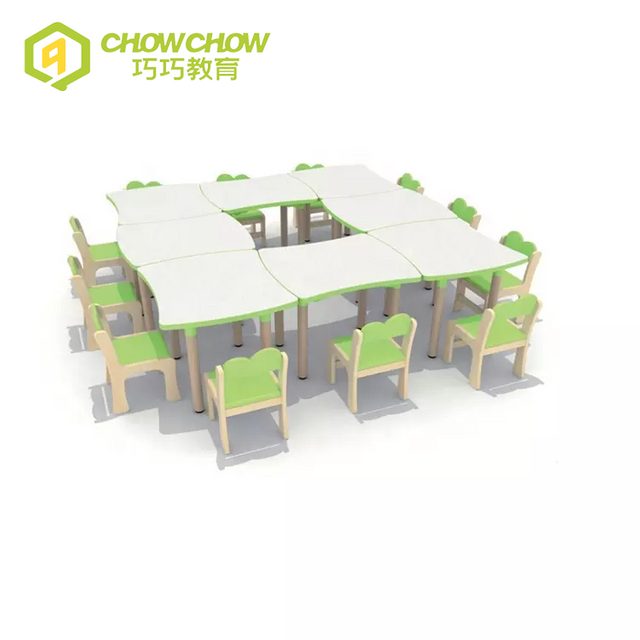 Popular Series study table chair set kids wooden furniture for pre-school