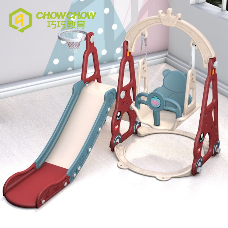 New Design Qiaoqiao Indoor Kids 3 in 1 Plastic Car Shape Slide Play Set for Kids