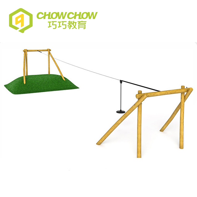 QiaoQiao Outdoor Wooden Kids Zip Line Playground Challenge Fly Equipment for Sale